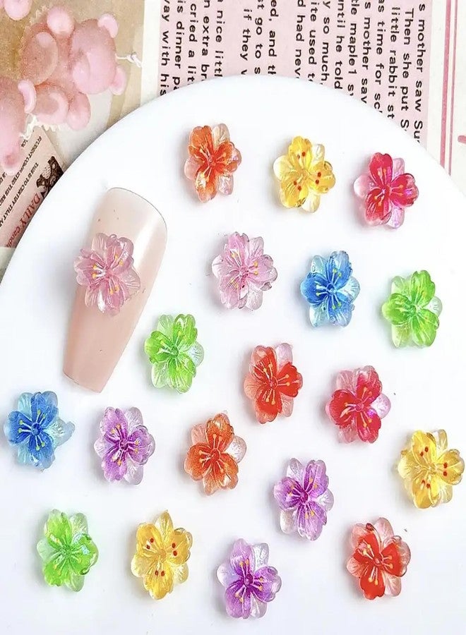 DANNEASY 100pcs Flower Nail Art Charms 3D Cute Flowers Nail Rhinestones Colorful Floral Nail Gems Diamond Spring Summer Tiny Flowers Nail Jewelry for DIY Nail Art Design Supplies - Image 4